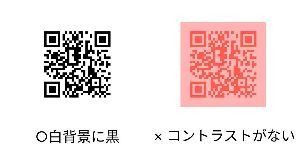 QRコードのコントラスト良い例と悪い例